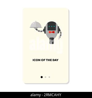 Robotic waiter at restaurant flat vector icon Stock Vector