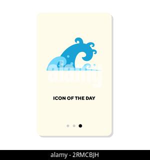 Curves of sea or ocean waves flat icon Stock Vector