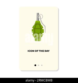 Vintage hand grenade bomb flat vector icon Stock Vector