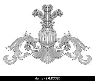 Family coat of arms, vintage engraving drawing style vector illustration Stock Vector