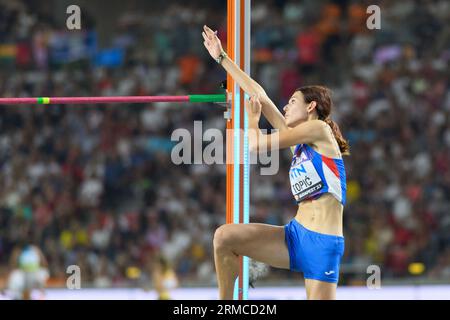 Budapest, Hungary. 27/08/2023, Angelina Topic (Serbia) during the high jump final during the world athletics championships 2023 at the National Athletics Centre, in Budapest, Hungary. (Sven Beyrich/SPP) Credit: SPP Sport Press Photo. /Alamy Live News Stock Photo