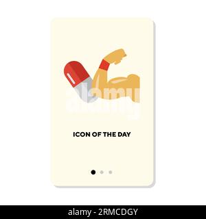 Arm muscle and supplements flat vector icon Stock Vector