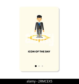 Businessman in focus or on target symbol flat icon Stock Vector