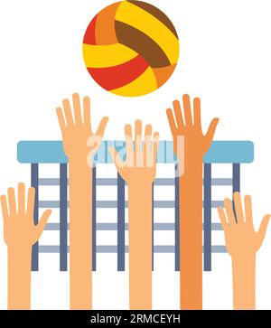 Team playing volleyball icon Stock Vector