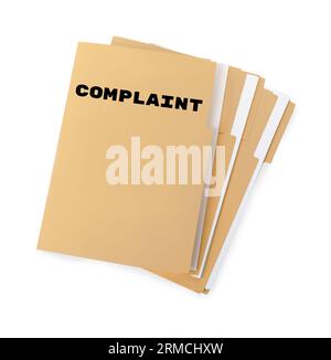 File folder with word Complaint on white background, top view Stock Photo