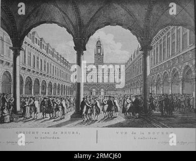 Antique print - scenery of Amsterdam (Beurs van Berlage) Stock Photo