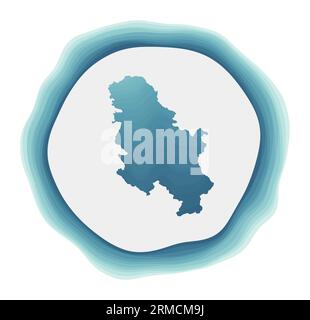 Serbia logo. Badge of the country. Layered circular sign around Serbia border shape. Stylish vector illustration. Stock Vector