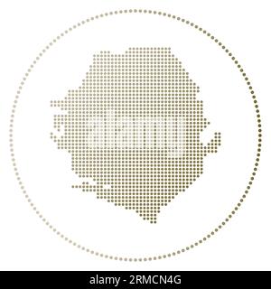 Sierra Leone digital badge. Dotted style map of Sierra Leone in a circle. Tech icon of the country with gradient dots. Modern vector illustration. Stock Vector