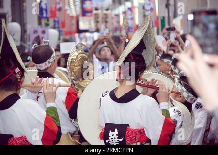 August 27 2023, Tokyo, Japan: Koenji Awaodori Dance Festival is held over two days from Aug 26-27th. Awaodori is the traditional dance of Tokushima with a history that spans over 400 years. Credit: Michael Steinebach/AFLO/Alamy Live News Stock Photo