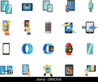 Smartphone and watch icon set Stock Vector