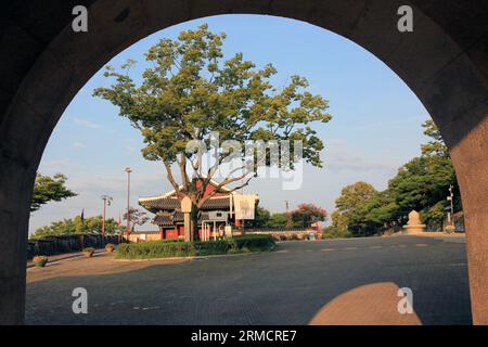 Chokseongmun Gate and Gongbukmun Gate of Jinjuseong Fortress in Jinju-si, Gyeongsangnam-do, South Korea August 27, 2023 Stock Photo