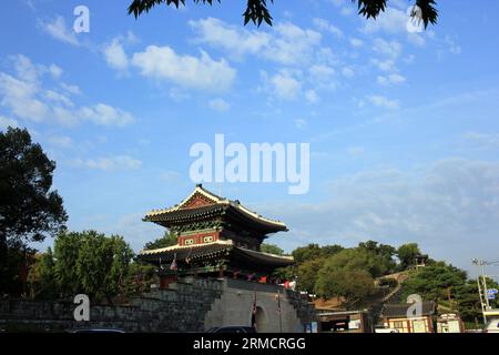 Chokseongmun Gate and Gongbukmun Gate of Jinjuseong Fortress in Jinju-si, Gyeongsangnam-do, South Korea August 27, 2023 Stock Photo