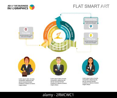 Three Workers Team Slide Template Stock Vector