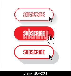 Buttons SUBSCRIBE red and text shadows Stock Vector