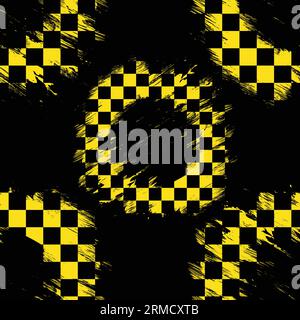 Checkered flag yellow seamless racing lines Stock Vector
