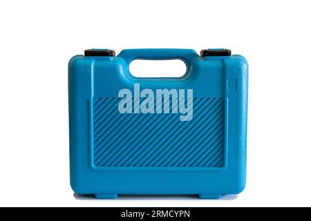 Blue box for tools isolated on the white Stock Photo