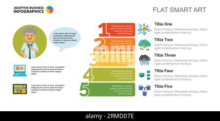 Five Steps IT Technologies Slide Template Stock Vector