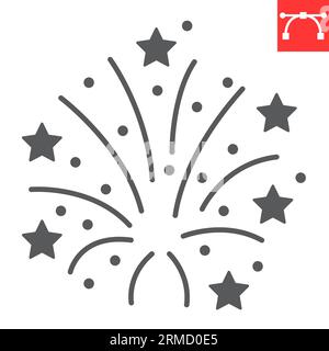Fireworks glyph icon, holidays and merry christmas, firecracker vector icon, sparkler vector graphics, editable stroke solid sign, eps 10. Stock Vector
