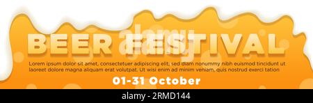 beer festival web banner with cold beer and foams. promotional banner template vector Stock Vector