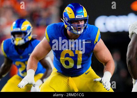 Los Angeles Rams offensive tackle Alaric Jackson (68) during a NFL  preseason game against the Las Vegas Raiders, Saturday, August 21, 2021, in  Inglewood, CA. The Raiders defeated the Rams 17-16. (jon