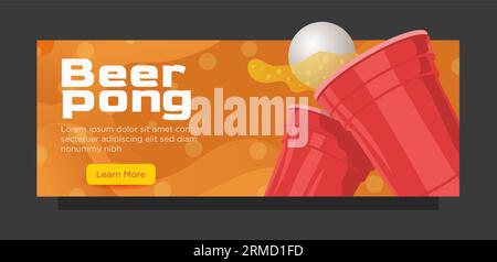 beer pong web banner modern template. promotional banner template vector Stock Vector