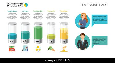 Five Bars Chart Slide Template Stock Vector Image & Art - Alamy