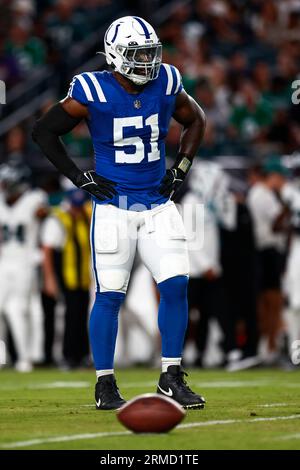 Indianapolis Colts defensive end Kwity Paye (51) warms up on the field  before an NFL football game against the Tampa Bay Buccaneers, Sunday, Nov.  28, 2021, in Indianapolis. (AP Photo/Zach Bolinger Stock