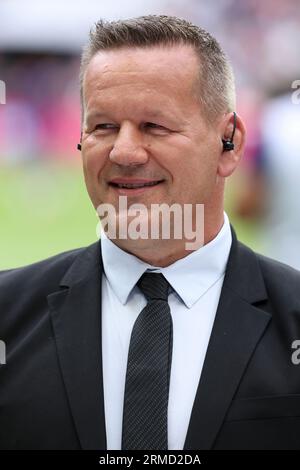 Saint Denis, France. 28th Aug, 2023. Christian Califano comments for TF1 the Summer Nations Series 2023, rugby union match between France and Australia on August 27, 2023 at Stade de France in Saint-Denis near Paris, France - Photo Jean Catuffe/DPPI Credit: DPPI Media/Alamy Live News Stock Photo