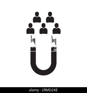 customer people attracting with magnet icon. customer retention icon with magnet and clients sign. customer retention symbol. flat style. Stock Vector