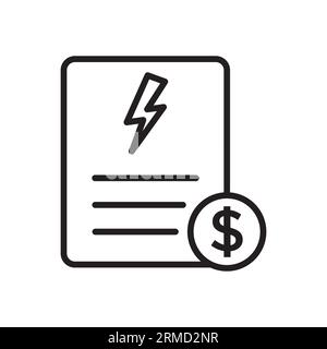 Electricity bill pixel perfect linear icon Stock Vector