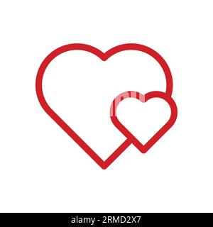Two hearts icon, vector illustration. Flat design style. vector two hearts icon illustration isolated on white background, two hearts icon Eps10. two Stock Vector