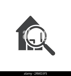 Real estate search vector icon. filled flat sign for mobile concept and web design. House magnifying glass simple solid icon. Symbol, logo illustratio Stock Vector