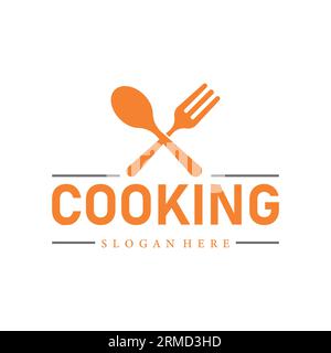 cooking food fork and spoon restaurant logo icon vector template Stock Vector