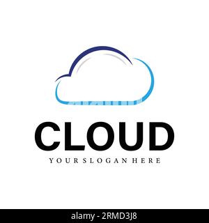 cloud blue simple internet technology logo icon vector template Stock Vector