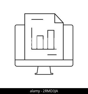 Progress graph statistics outline icon. linear style sign for mobile concept and web design. Online bar chart simple line vector icon. Symbol, logo il Stock Vector