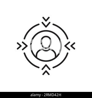 Focus on client icon, customer centricity line vector Stock Vector