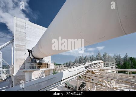 Tubular rotary furnace for calx clinker and cement production Stock Photo