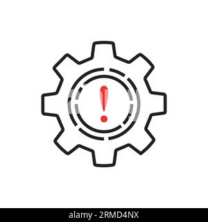 thin line failure icon with broken operational process. concept of repair or maintenance symbol. flat outline trend modern fault or disruption logotyp Stock Vector