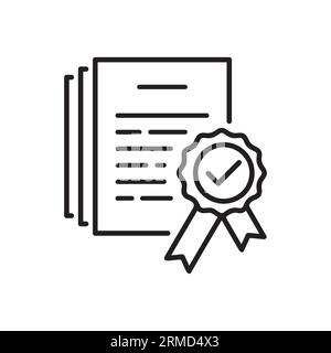 scholarship certificate or license thin line icon. concept of best product for partner or academic doc. linear modern win or reputation logotype graph Stock Vector