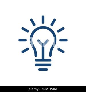 blue linear bright light bulb like insight logo. flat stroke art style trend modern simple visionary logotype graphic lineart design web element. conc Stock Vector