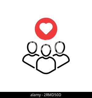 customer retention icon or happy employees. concept of individual approach and strategy to client or easy support or help. linear trend modern logotyp Stock Vector