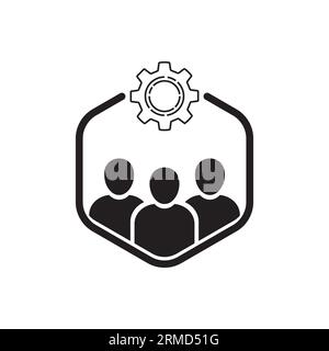 teamwork development like execute icon. flat linear style trend modern abstract logotype graphic art design isolated on white background. concept of s Stock Vector