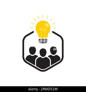 brainstorm or creation with cartoon yellow bulb. metaphor of easy e-learning or start up and approach in problem solving. flat simple trend modern log Stock Vector