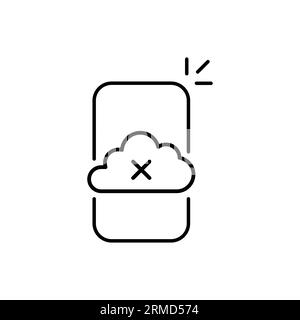 cloud disconnect with thin line smartphone icon. linear trend modern software logo graphic stroke design element isolated on white. concept of upload Stock Vector
