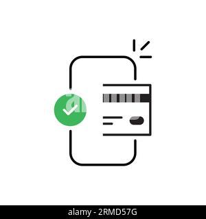 thin line easy contactless payment icon. concept of global marketing or e-commerce checkmark sign and paypass method without contact. flat trend moder Stock Vector