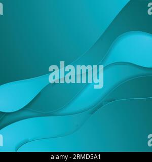 Bright blue material papercut waves abstract background. Corporate vector design Stock Vector