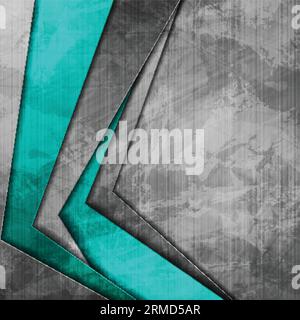 Grunge tech material contrast cyan and grey corporate texture background. Vector illustration Stock Vector