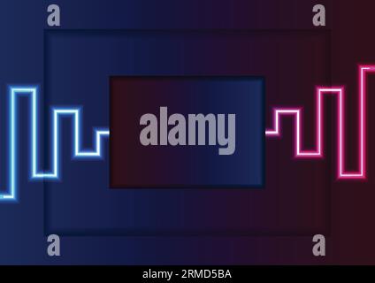 Blue and ultraviolet neon laser lines abstract geometric background. Vector design Stock Vector