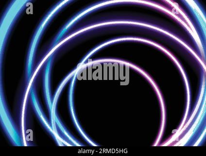 Colorful neon glowing circles abstract background. Vector design Stock Vector