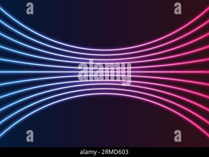 Blue and purple neon laser curved lines tech abstract background Stock Vector